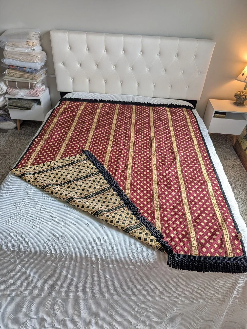 Vintage Tapisserie Ambiances de France Reversible 72x54.5 Woven Fringe Decor